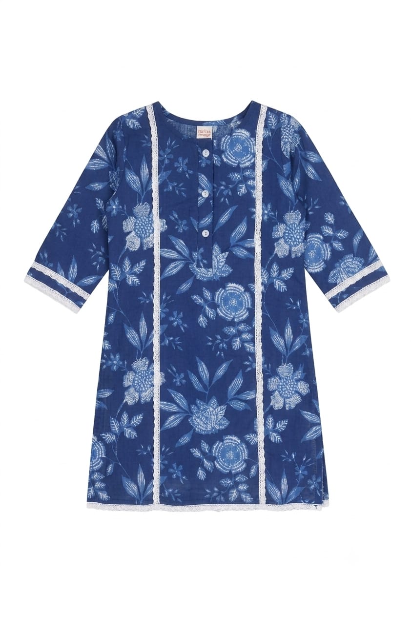 Tiny Bugs Girls Ethnic Kurta Sarara Set -  Blue