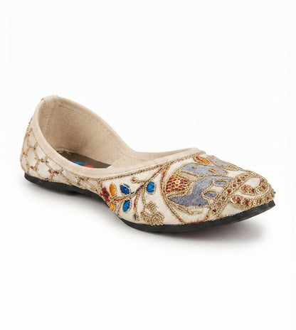 Tiny Bugs Girls Ethnic Embroidery Jutis -Grey