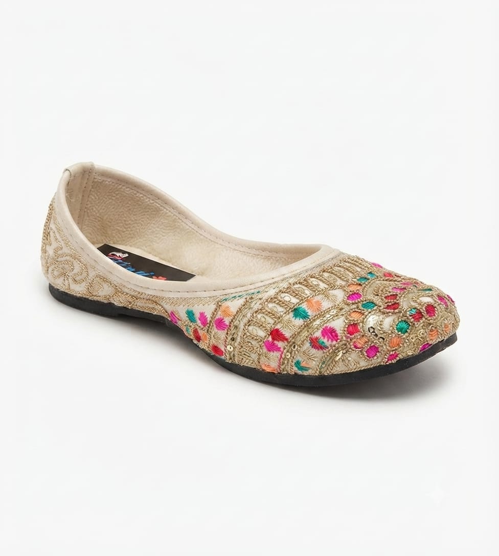 Tiny Bugs Girls Ethnic Embroidery Jutis -Multi