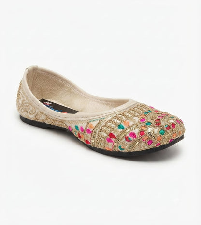 Tiny Bugs Girls Ethnic Embroidery Jutis -Multi