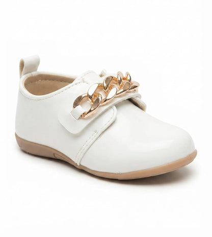 Tiny Bugs Girls Chain Embellished Ballerinas - White