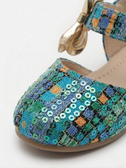 Tiny Bugs Girls Sequncse Back Open Ballerinas - Multi