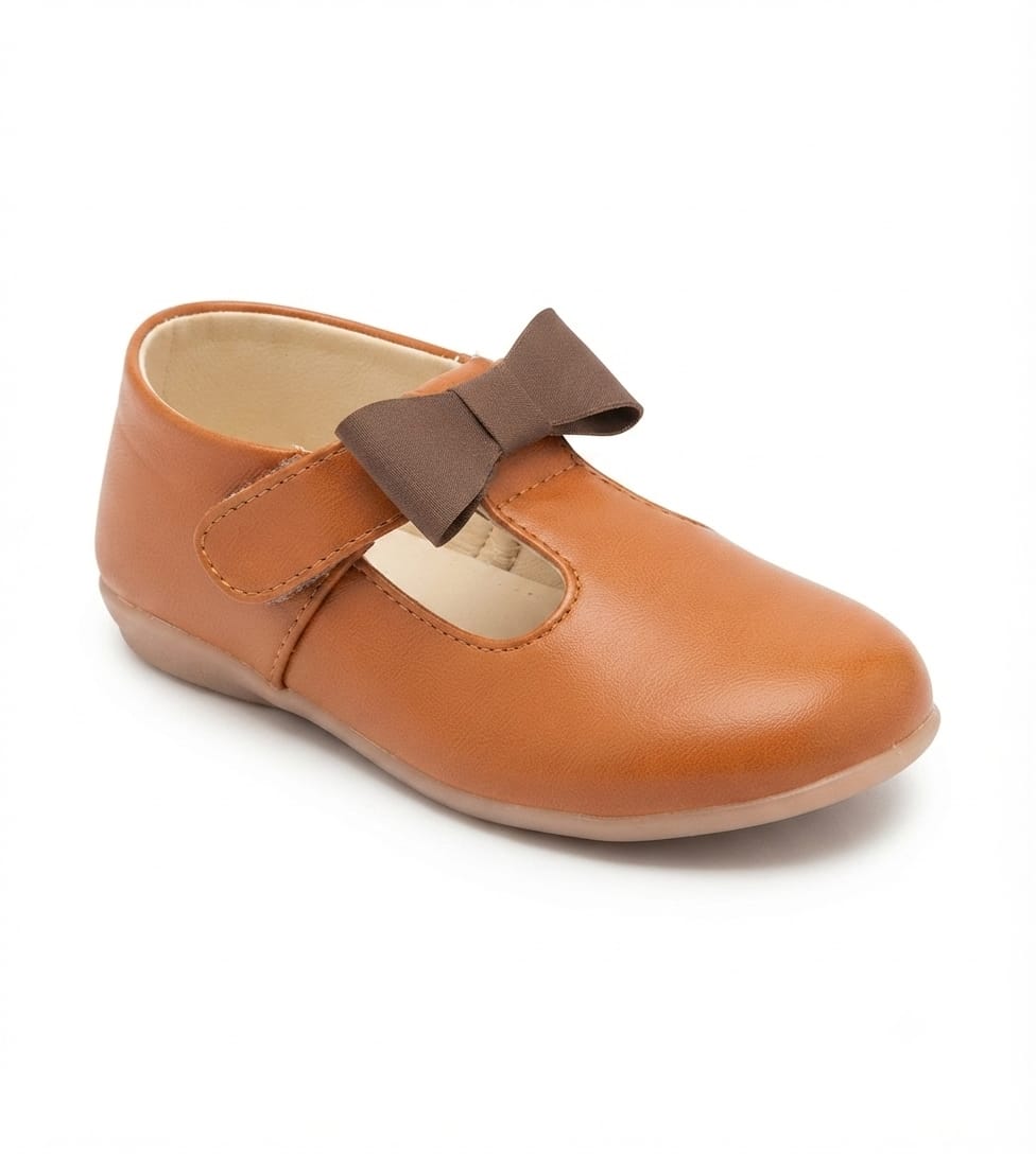 Tiny Bugs Girls Tie Applique Ballerinas - Tan