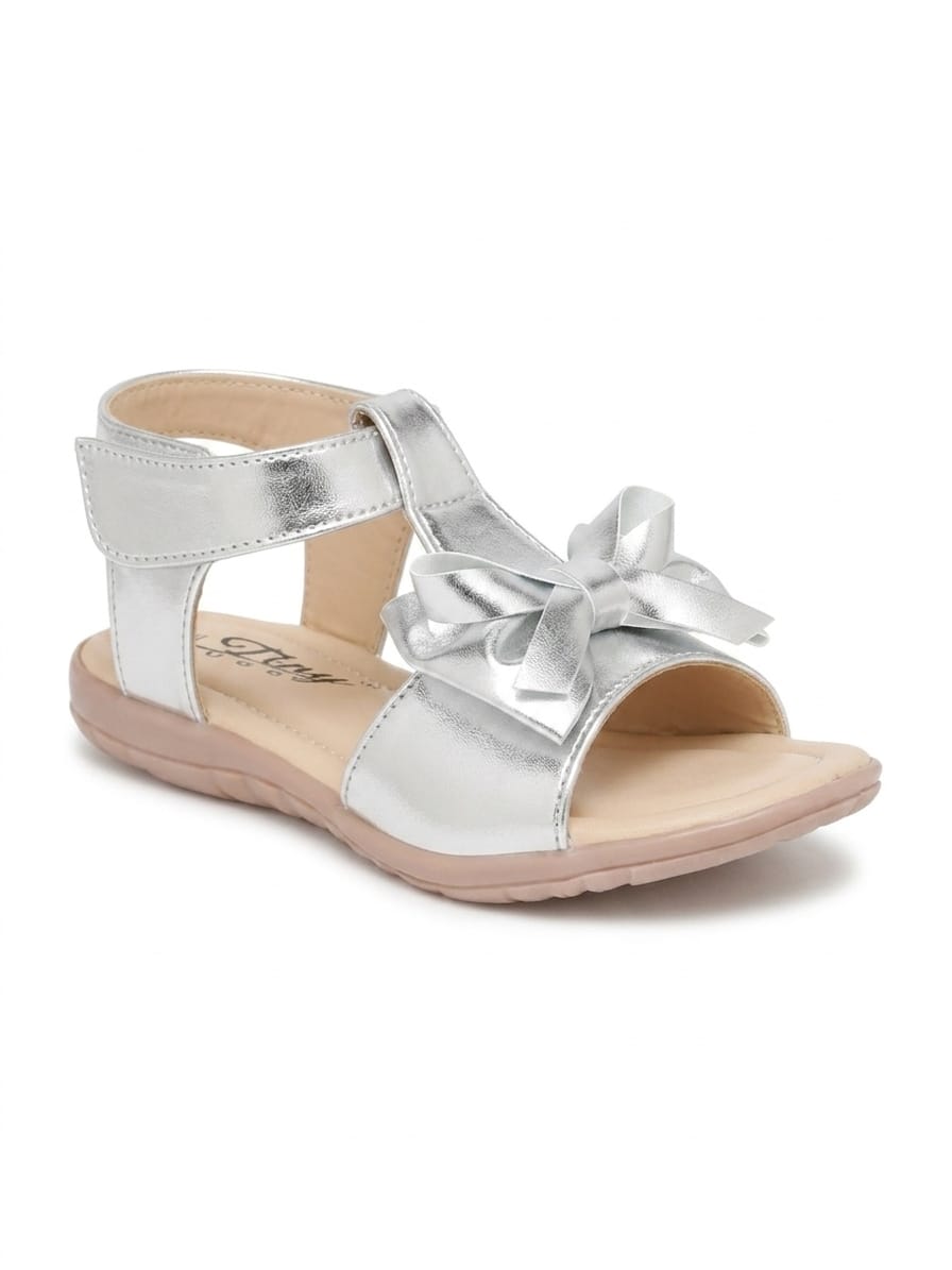 Tiny Bugs Girls Bow Embellished Sandals - Silver