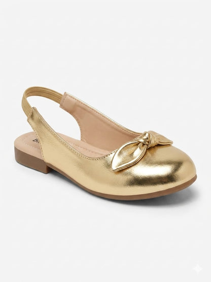 Tiny Bugs Girls Back Open Embellished Ballerinas - Silver