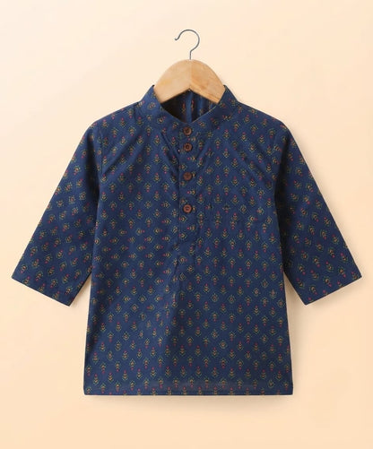Tiny Bugs Boys Printed Kurta Pajama- Blue