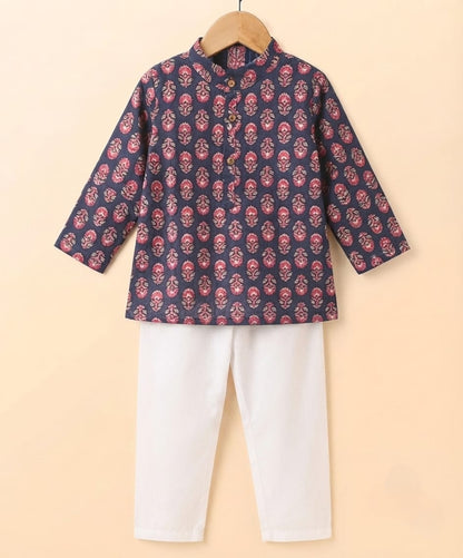 Tiny Bugs Boys Printed Kurta Pajama - Grey