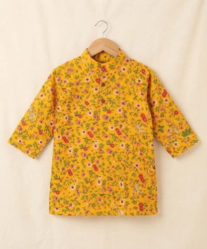 Tiny Bugs Boys Printed Kurta Pajama - Yellow