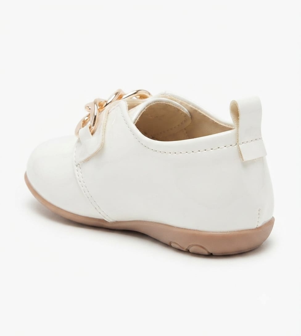 Tiny Bugs Girls Chain Embellished Ballerinas - White