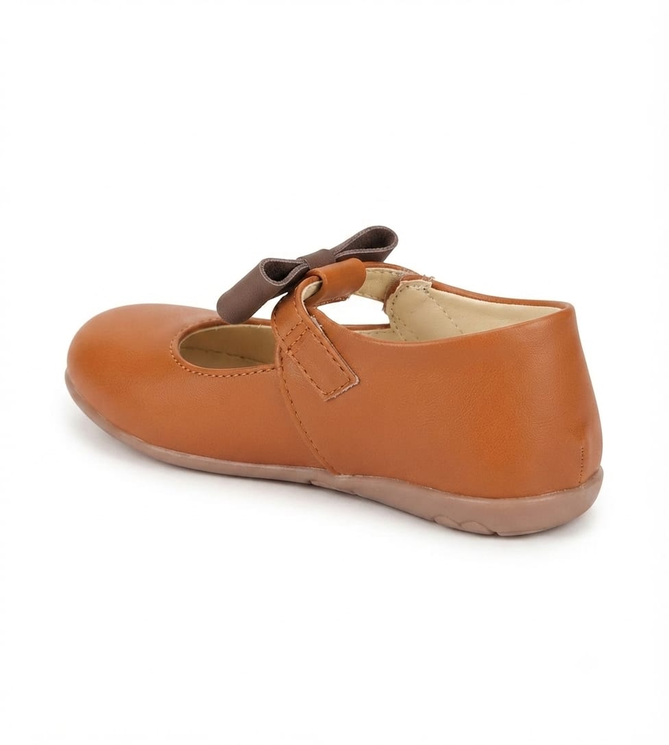 Tiny Bugs Girls Tie Applique Ballerinas - Tan