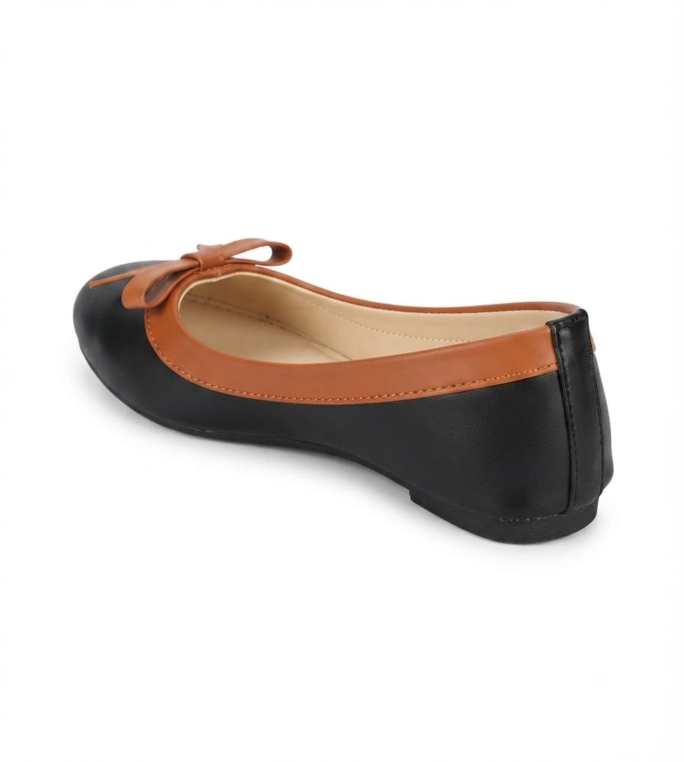 Tiny Bugs Girls Bow Applique Ballerinas - Black and Brown