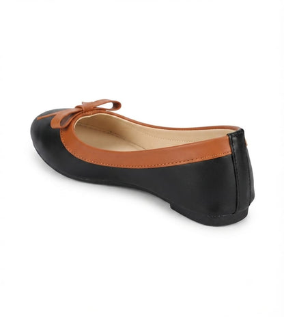 Tiny Bugs Girls Bow Applique Ballerinas - Black and Brown