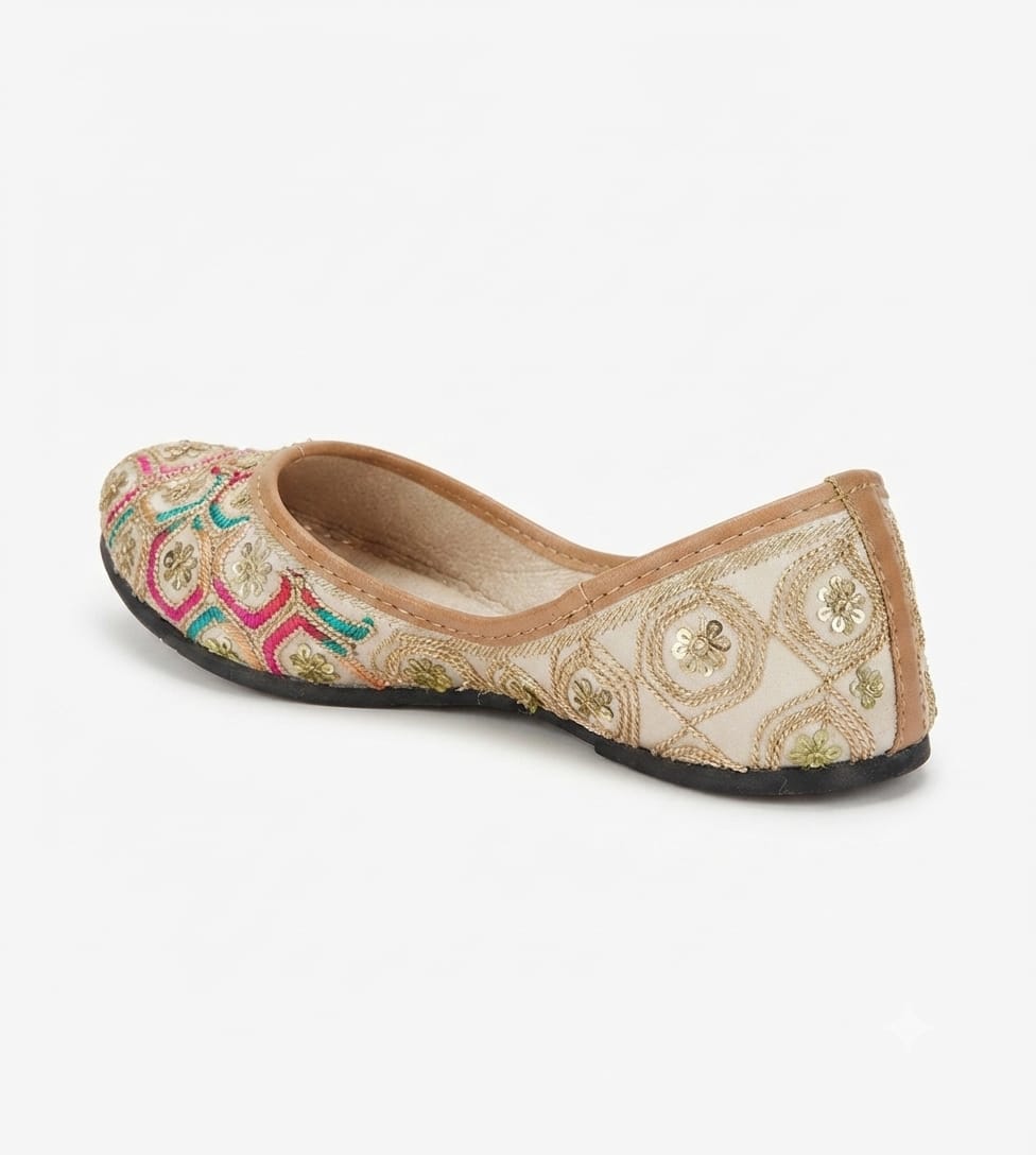 Tiny Bugs Girls Ethnic Embroidery Jutis -Multi