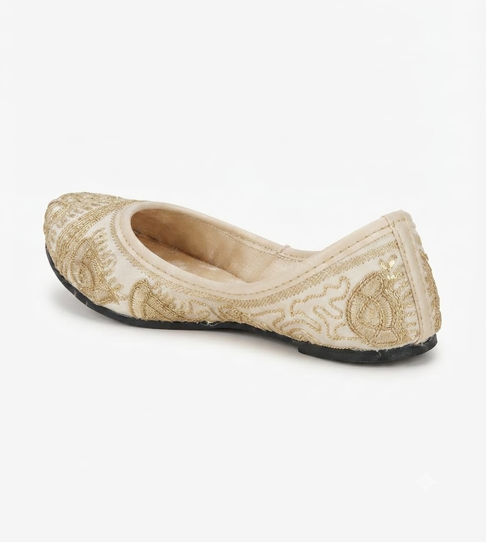 Tiny Bugs Girls Ethnic Embroidery Jutis - Gold