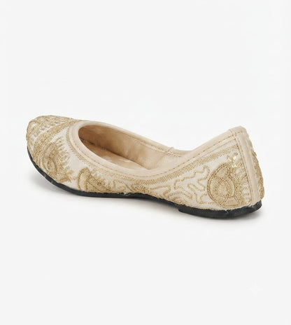 Tiny Bugs Girls Ethnic Embroidery Jutis - Gold
