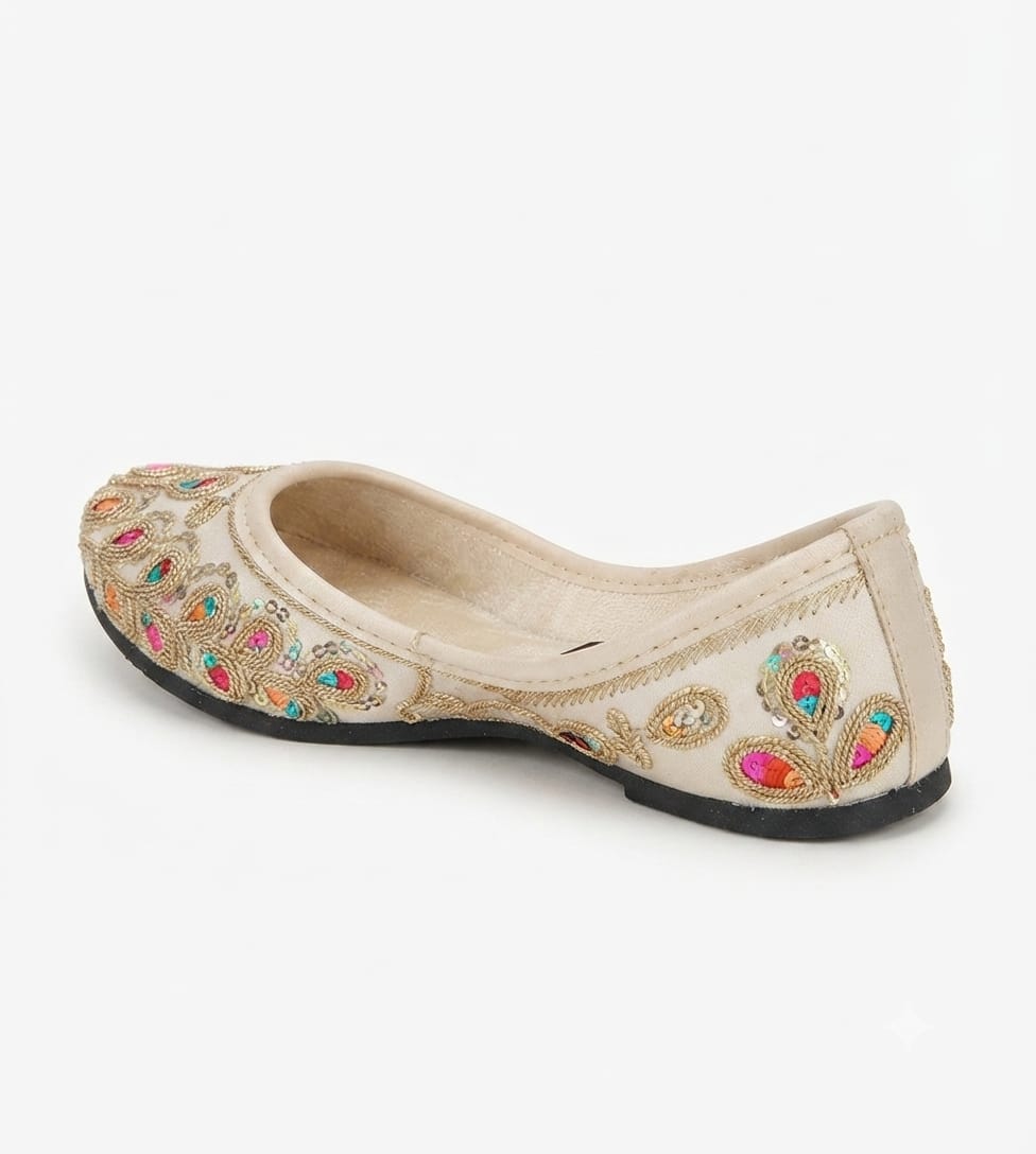 Tiny Bugs Girls Ethnic Embroidery Jutis -Multi