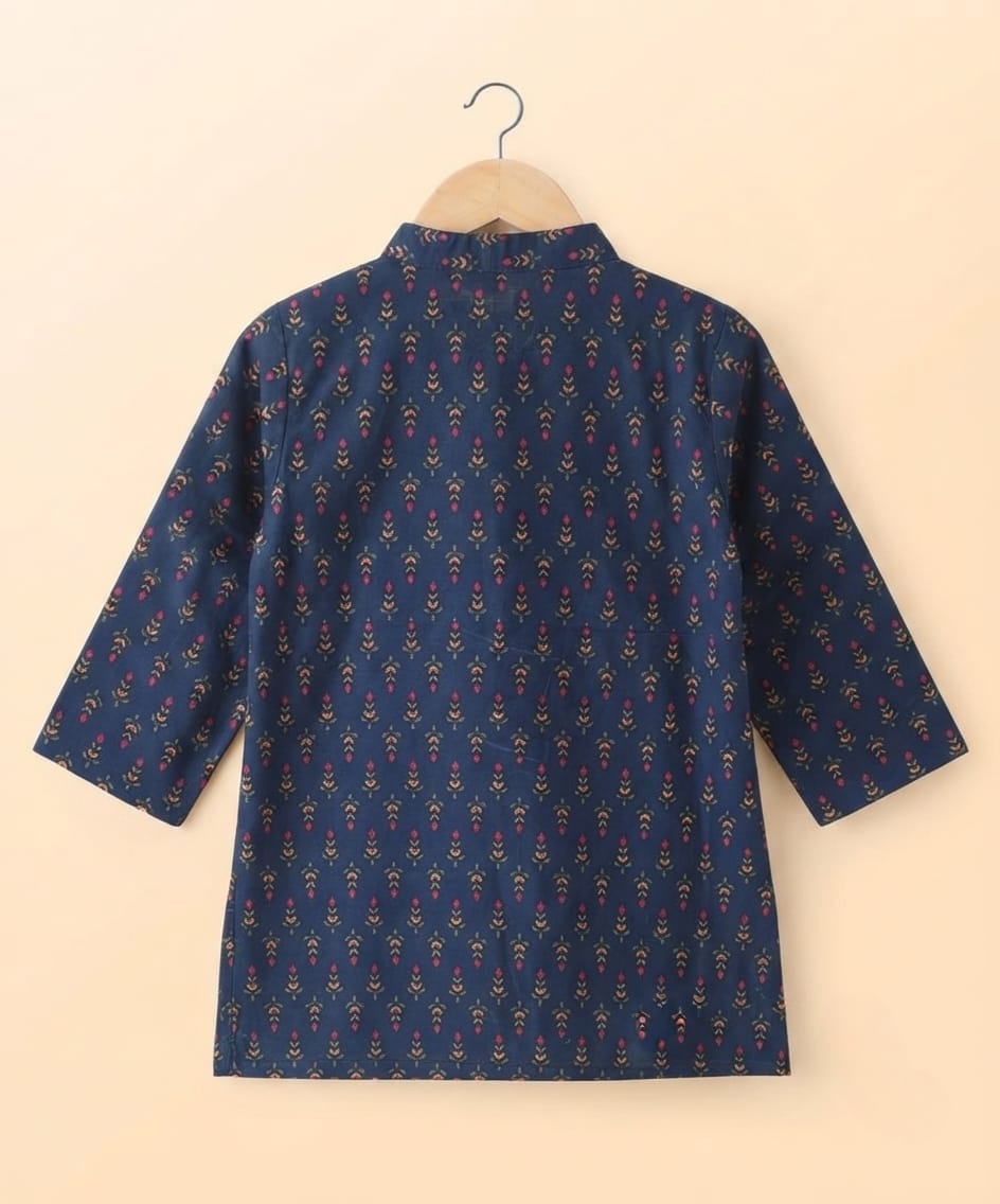 Tiny Bugs Boys Printed Kurta Pajama- Blue