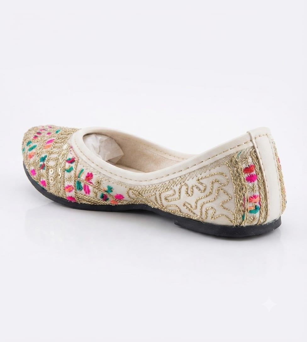 Tiny Bugs Girls Ethnic Embroidery Jutis -Multi
