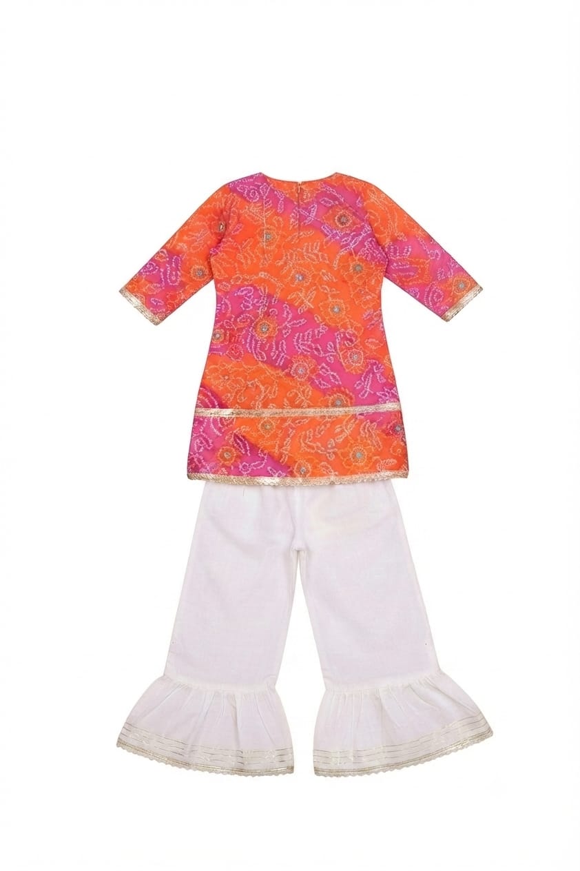 Tiny Bugs Girls Ethnic Kurta Sarara Set - Pink