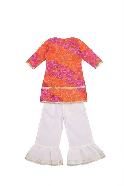 Tiny Bugs Girls Ethnic Kurta Sarara Set - Pink