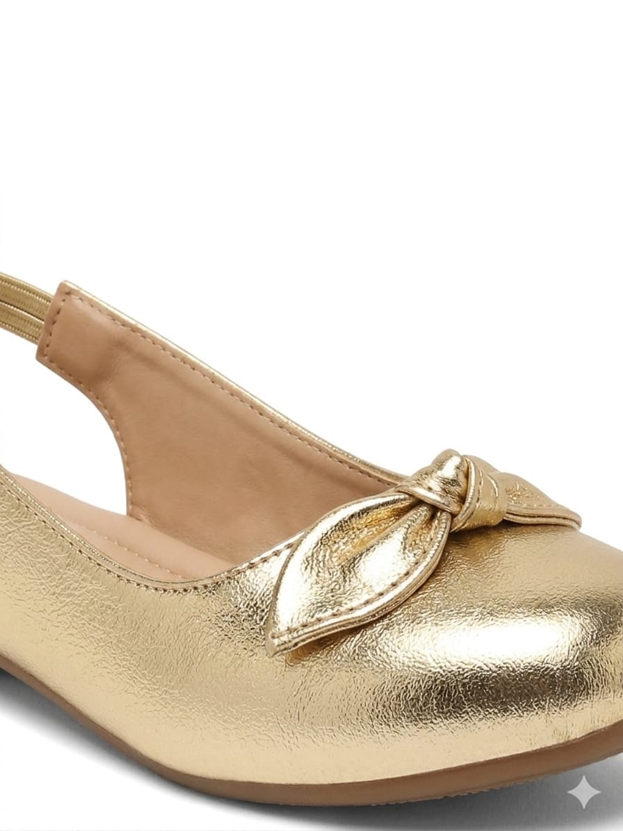 Tiny Bugs Girls Back Open Embellished Ballerinas - Silver
