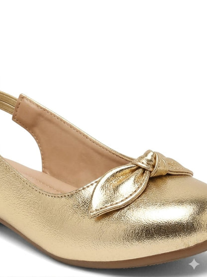 Tiny Bugs Girls Back Open Embellished Ballerinas - Silver