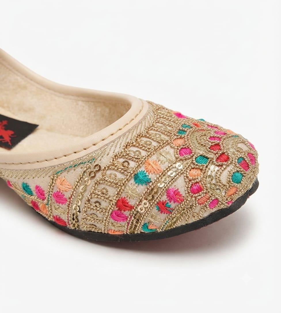 Tiny Bugs Girls Ethnic Embroidery Jutis -Multi