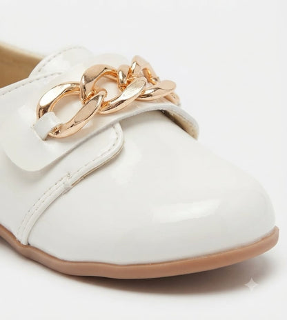 Tiny Bugs Girls Chain Embellished Ballerinas - White
