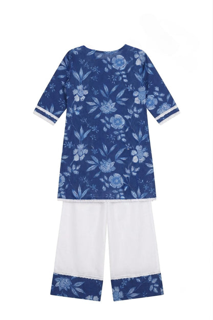 Tiny Bugs Girls Ethnic Kurta Sarara Set -  Blue