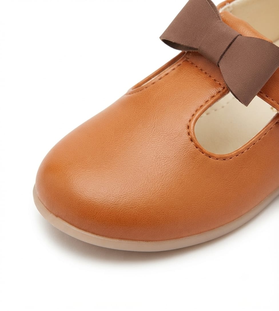 Tiny Bugs Girls Tie Applique Ballerinas - Tan