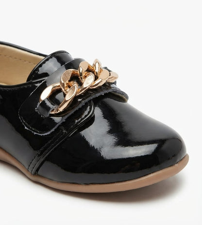 Tiny Bugs Girls Chain Embellished Ballerinas - Black
