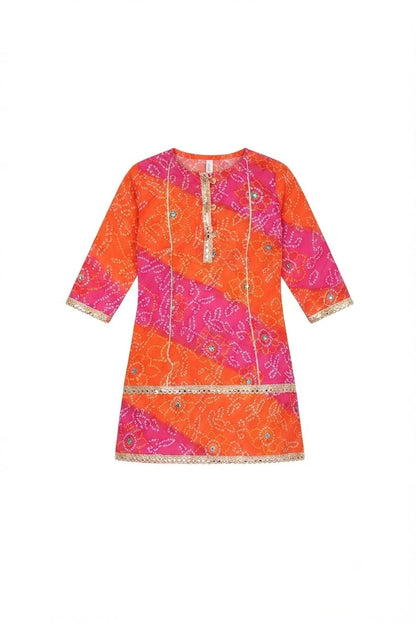 Tiny Bugs Girls Ethnic Kurta Sarara Set - Pink