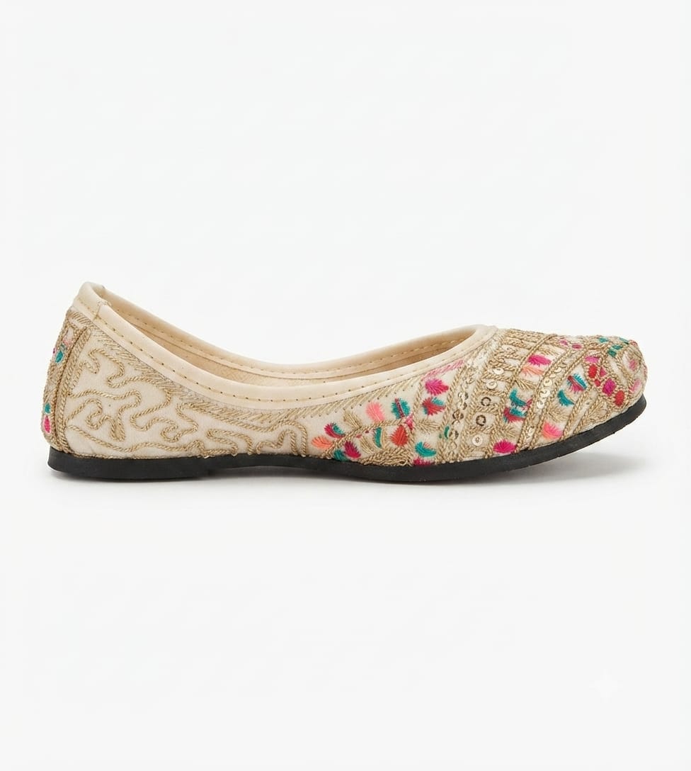 Tiny Bugs Girls Ethnic Embroidery Jutis -Multi