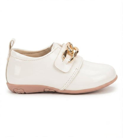 Tiny Bugs Girls Chain Embellished Ballerinas - White