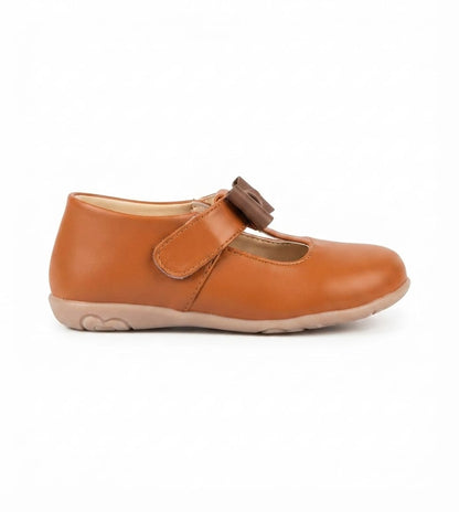Tiny Bugs Girls Tie Applique Ballerinas - Tan