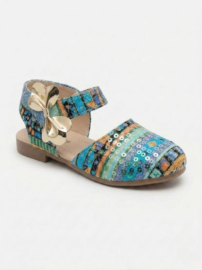 Tiny Bugs Girls Sequncse Back Open Ballerinas - Multi
