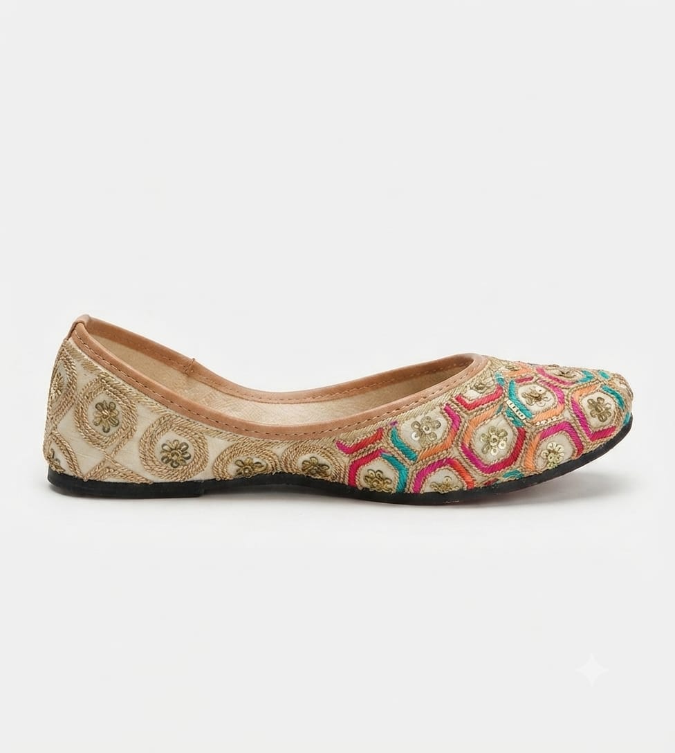 Tiny Bugs Girls Ethnic Embroidery Jutis -Multi