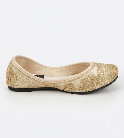 Tiny Bugs Girls Ethnic Embroidery Jutis - Gold