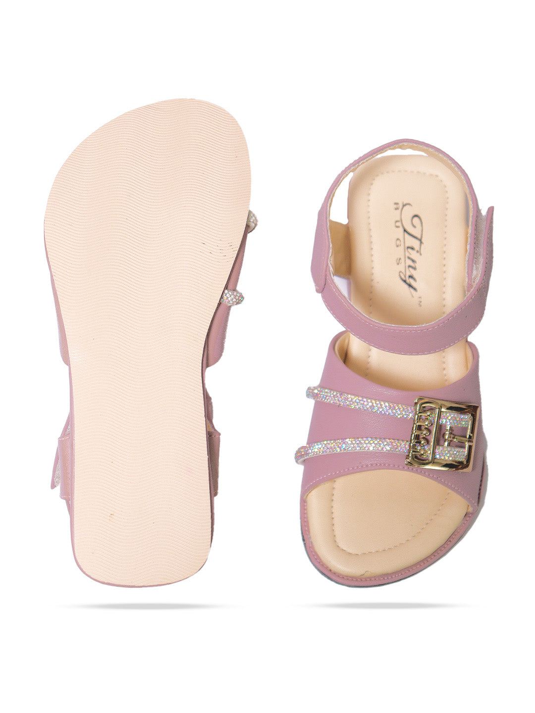 Tiny Bugs Girls Embellished  Velcro Sandals - Purple