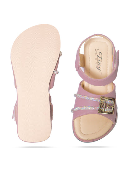 Tiny Bugs Girls Embellished  Velcro Sandals - Purple