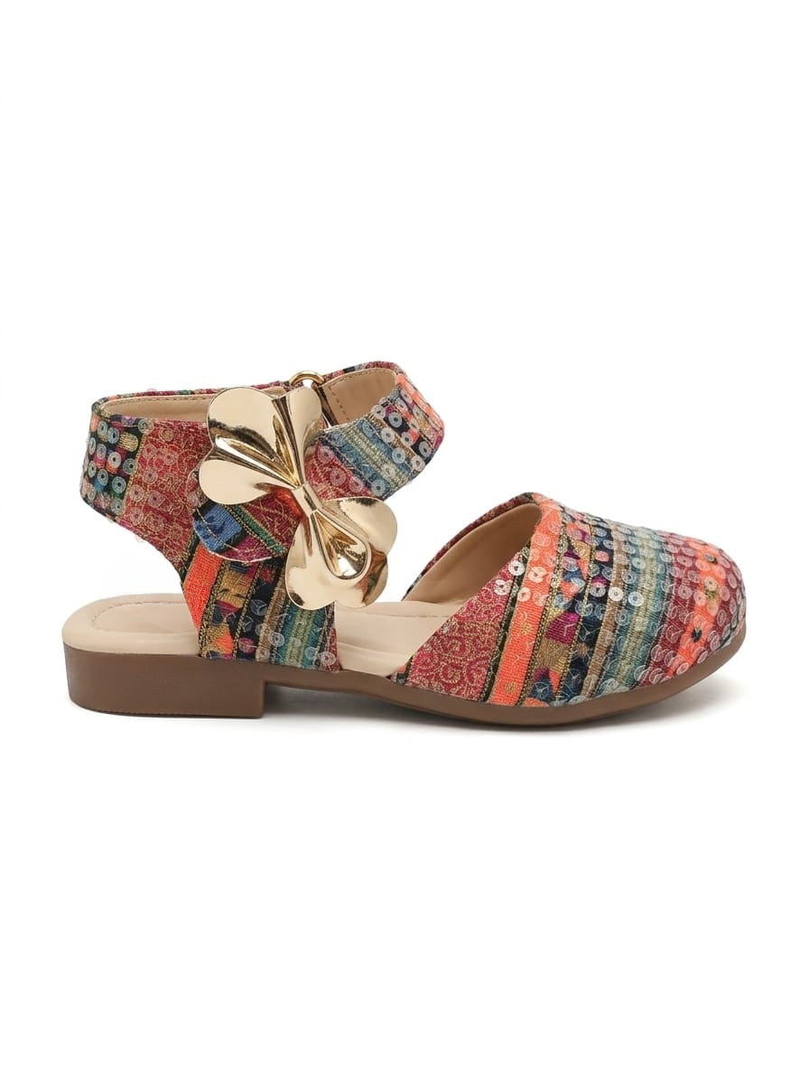 Tiny Bugs Girls Sequncse Back Open Ballerinas - Multi