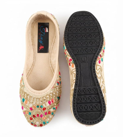 Tiny Bugs Girls Ethnic Embroidery Jutis -Multi