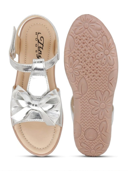Tiny Bugs Girls Bow Embellished Sandals - Silver