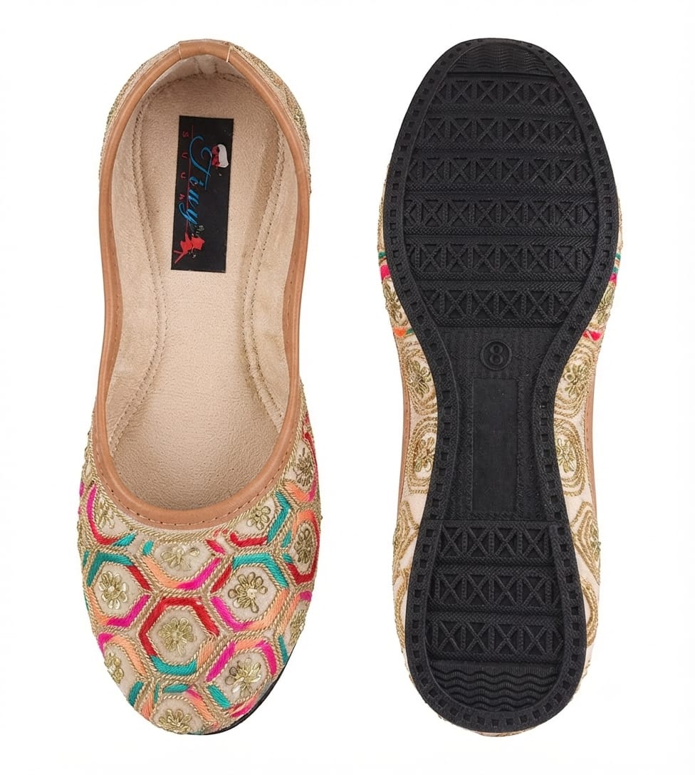 Tiny Bugs Girls Ethnic Embroidery Jutis -Multi