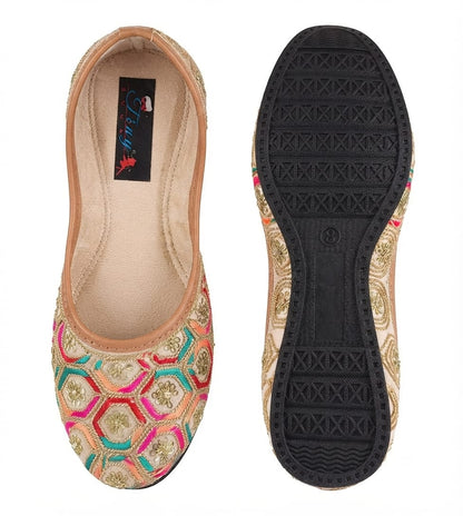 Tiny Bugs Girls Ethnic Embroidery Jutis -Multi