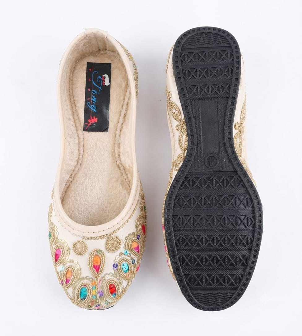 Tiny Bugs Girls Ethnic Embroidery Jutis -Multi