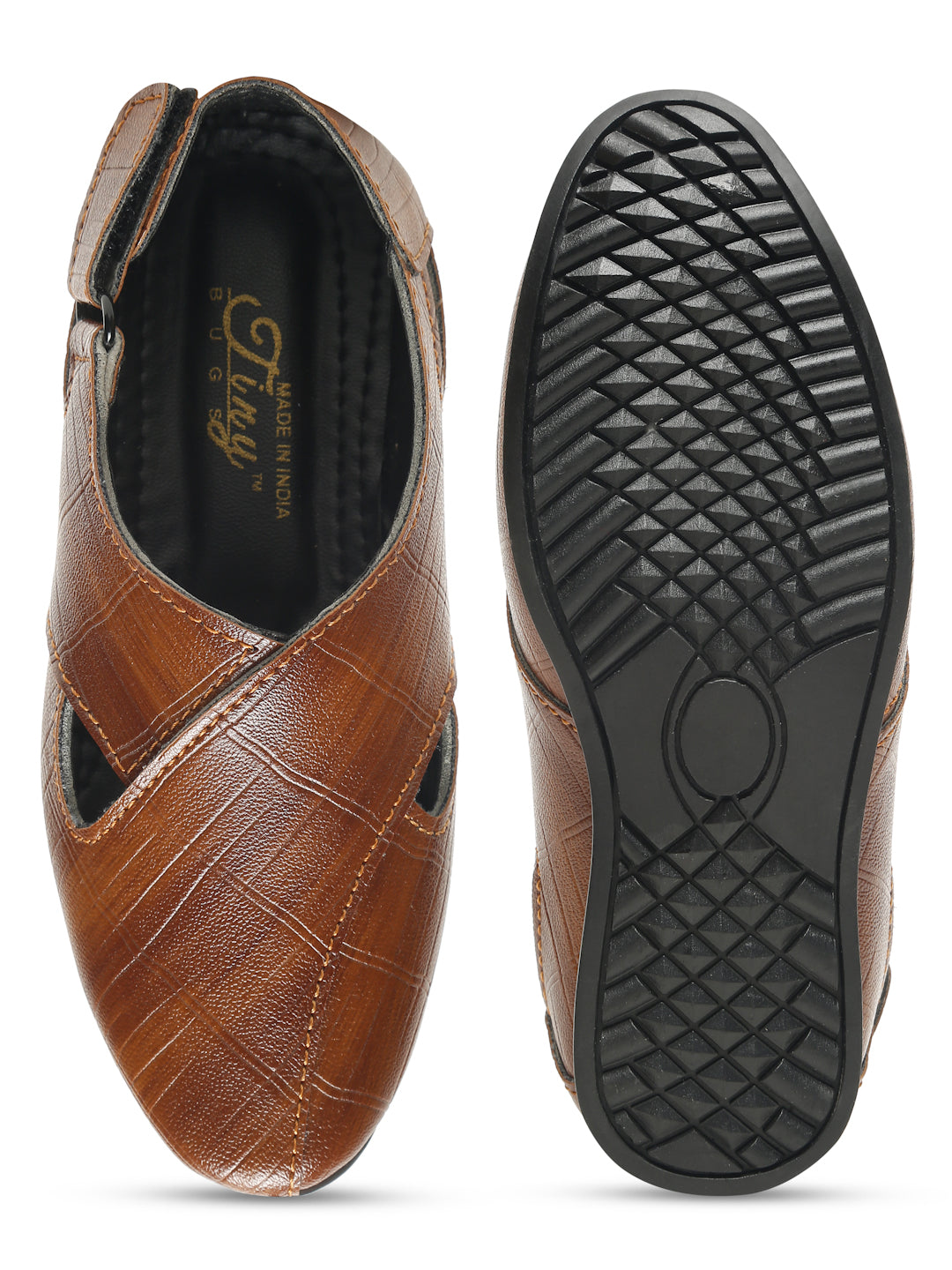 Tiny Bugs Boys Party Wear Roman Sandals - Tan