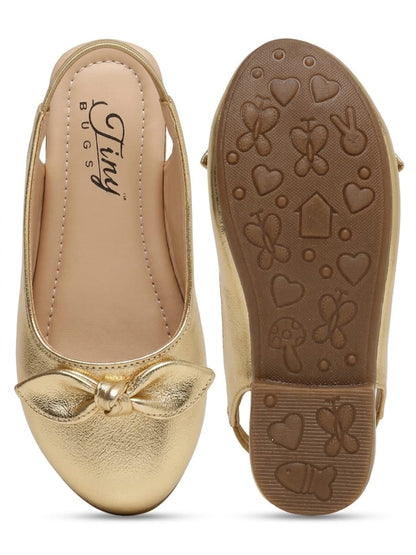 Tiny Bugs Girls Back Open Embellished Ballerinas - Silver