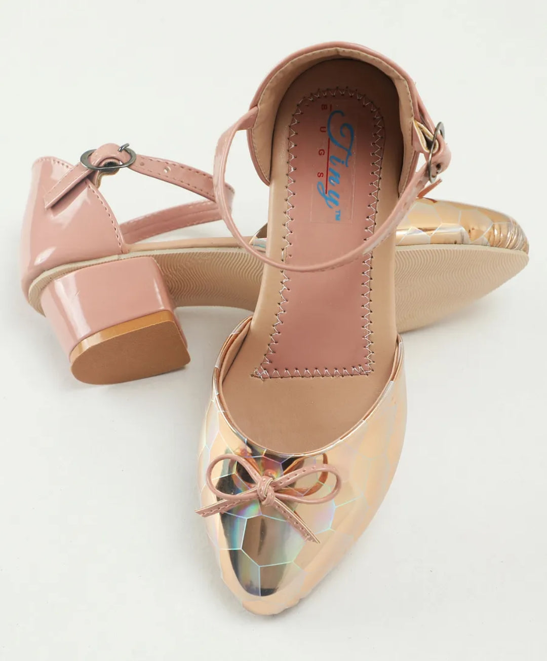 Tiny Bugs Girls Party Wear Ballerinas Heels - Peach