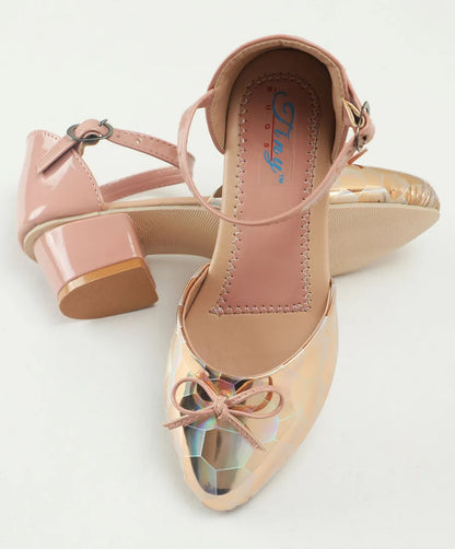 Tiny Bugs Girls Party Wear Ballerinas Heels - Peach